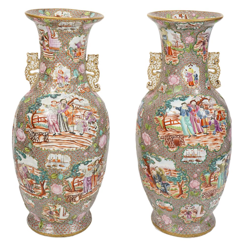 Appraisal: PAIR LARGE CHINESE PORCELAIN URNSPair of large Chinese porcelain urns