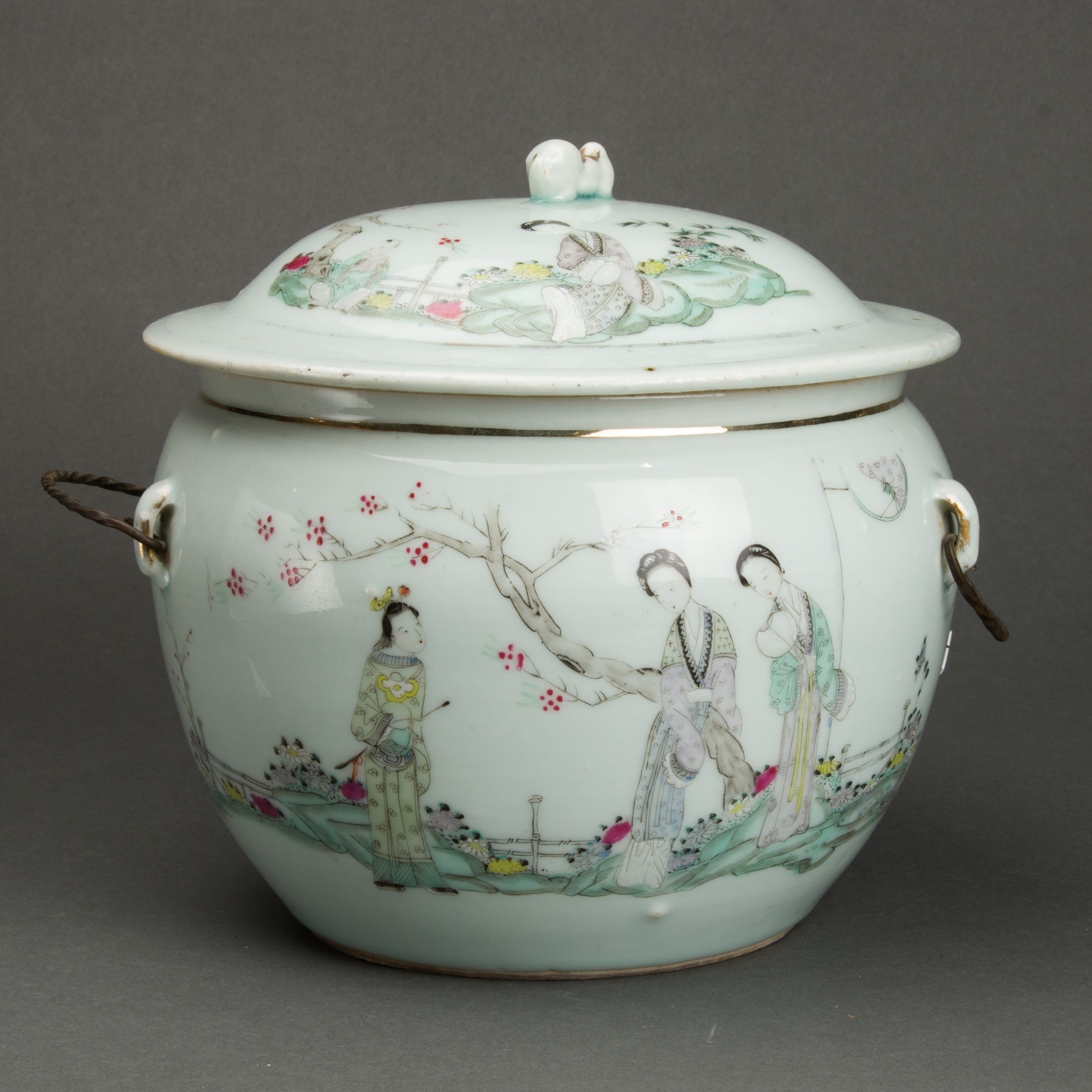 Appraisal: CHINESE FAMILLE ROSE JAR Chinese famille rose jar depicting two