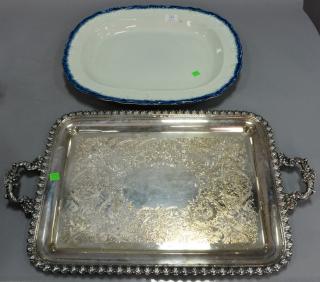 Appraisal: Two piece lot to include a large Leeds platter with