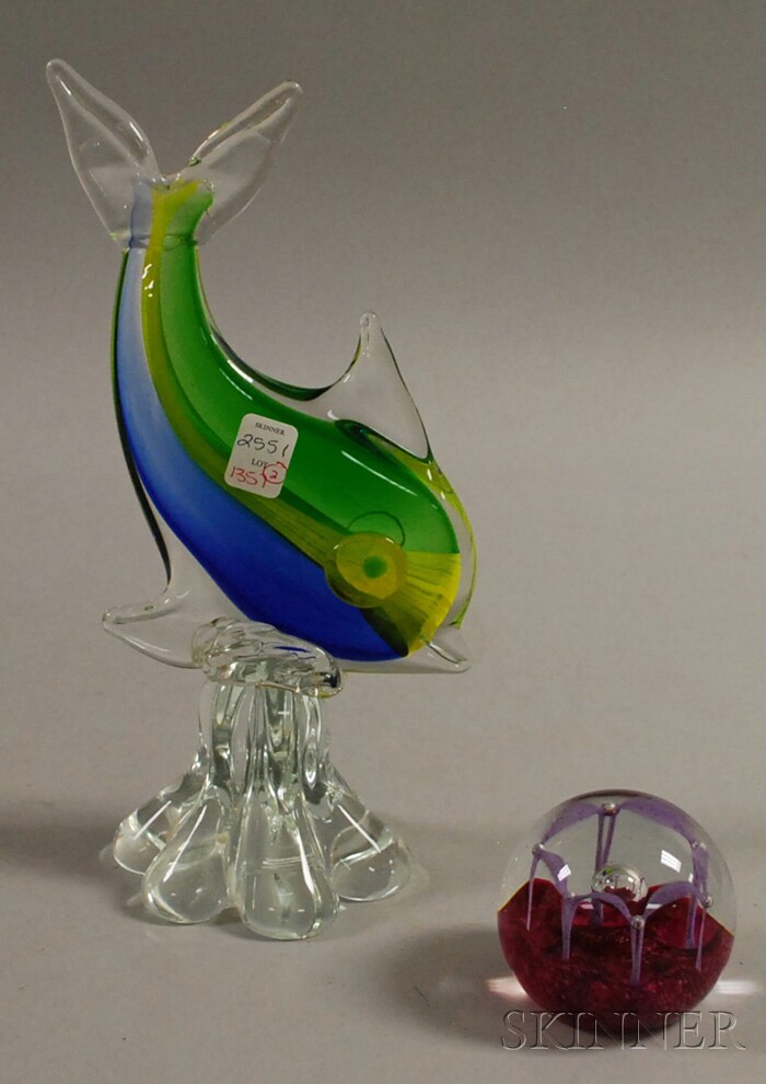 Appraisal: Caithness Maydance Art Glass Paperweight and a Murano Glass Fish