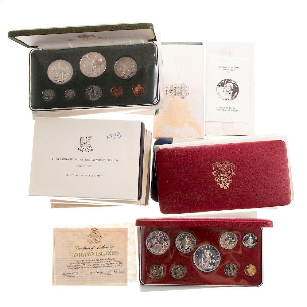 Appraisal: Caribbean Proof Sets - Panama with extra Balboa Bahamas -