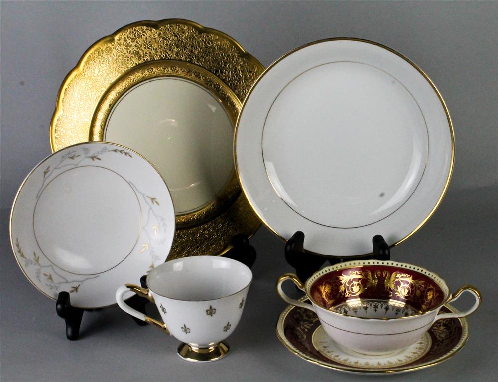 Appraisal: ASSORTED GROUP OF CHINA TABLEWARES including Aynsley Seville Red consomme