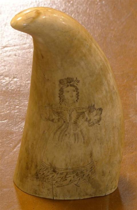 Appraisal: AMERICAN SCRIMSHAW TOOTH Mid - th century finely engraved with