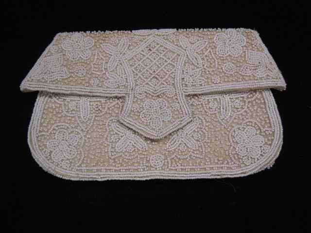 Appraisal: Vintage Beaded Clutch Purse floral decor '' X ''