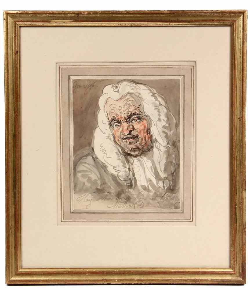 Appraisal: DRAWING BY THOMAS ROWLANDSON - a savage caricature of 'Judge