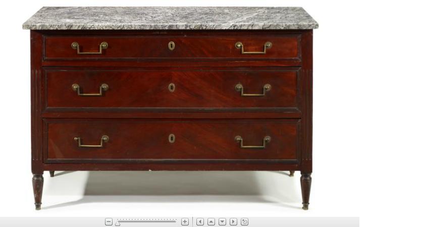 Appraisal: Directoire marble top mahogany commode The grey mottled marble top