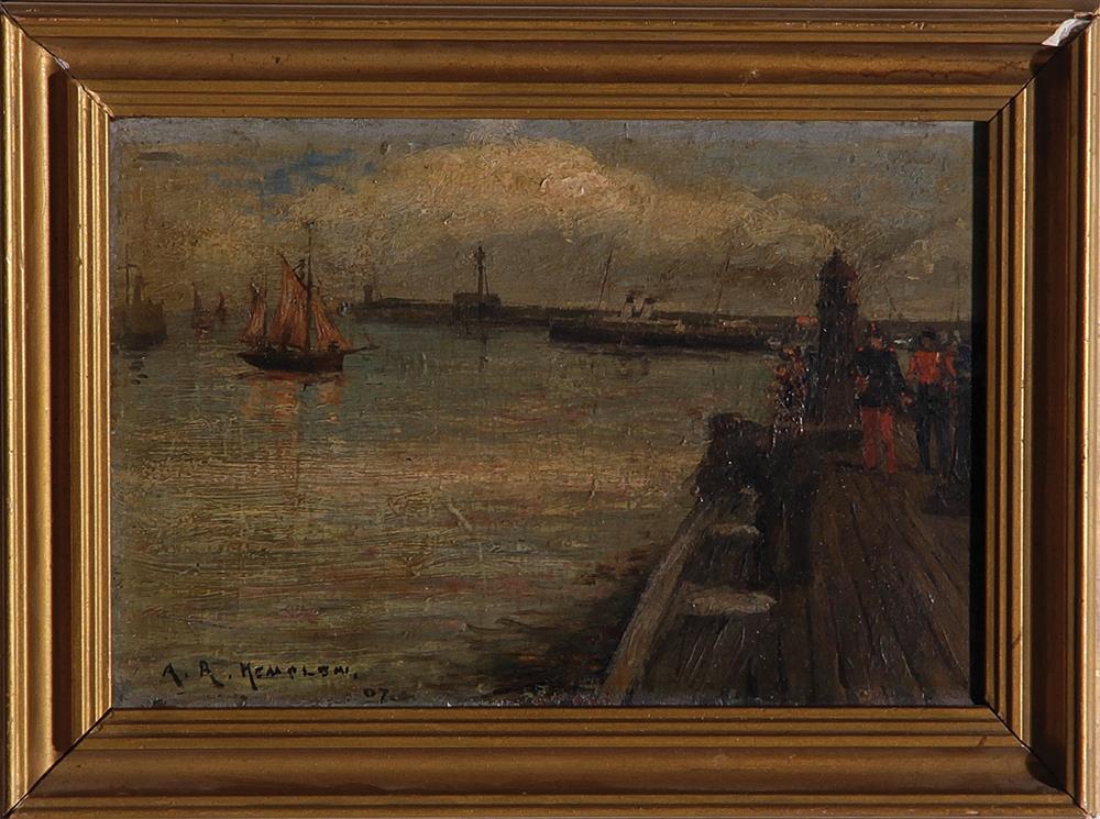 Appraisal: Alfred R Kemplen British fl - DOCK SCENE WITH FIGURES