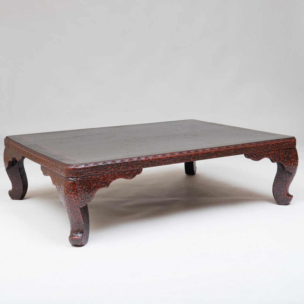 Appraisal: Chinese Black Lacquer and Mother-of-Pearl Inlaid Low Table x x