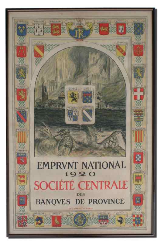 Appraisal: FRENCH WWI PROPAGANDA POSTER ''Societe Centrale Des Banques De Province''