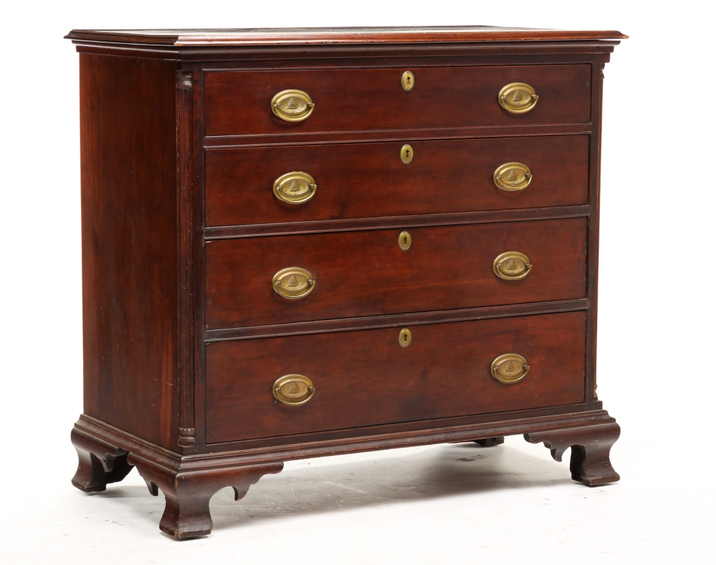 Appraisal: AMERICAN CHIPPENDALE CHEST Second half th century cherry with pine