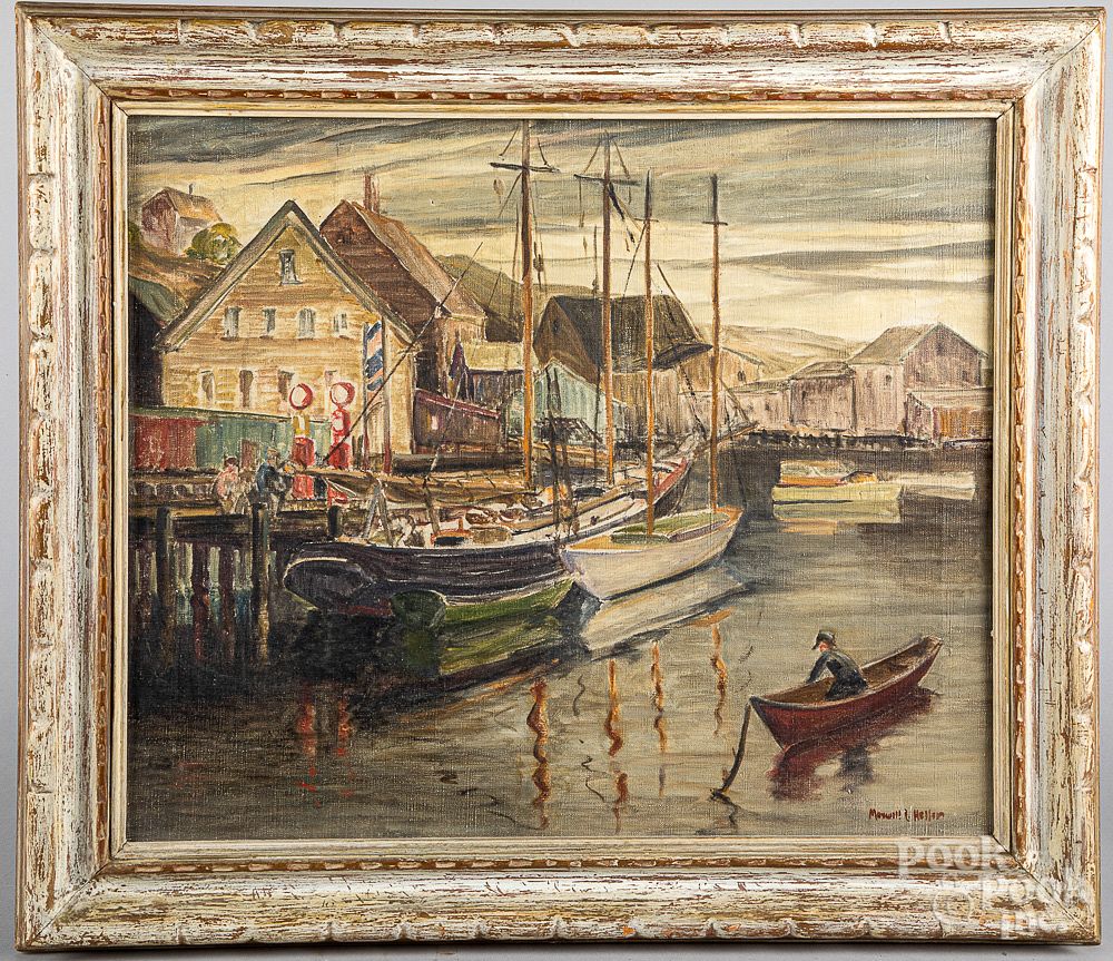 Appraisal: Maxwell Heller oil on canvas harbor scene Maxwell Heller American