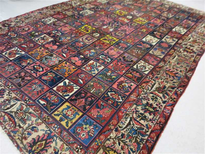 Appraisal: SEMI-ANTIQUE PERSIAN BAKHTIARI PANEL CARPET Chahar Mahall or Bakhtiari tribal