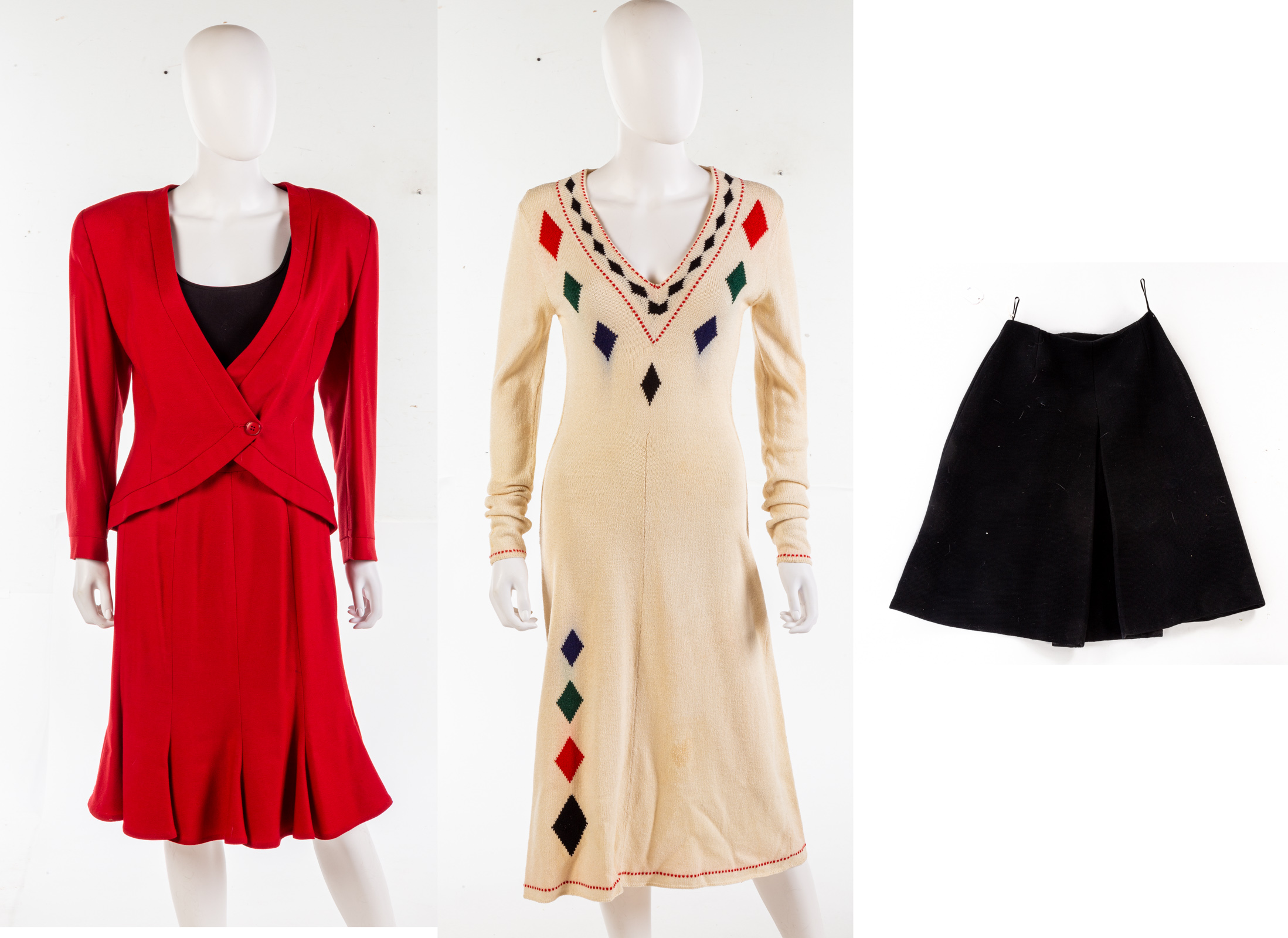 Appraisal: THREE PIECES OF VINTAGE CLOTHING includes Adolfo sweater dress size