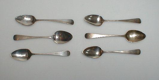 Appraisal: Six silver Old English pattern teaspoons thC century various dates