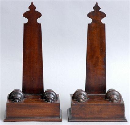 Appraisal: PAIR OF MAHOGANY STANDS Each weighted rectangular base with applied