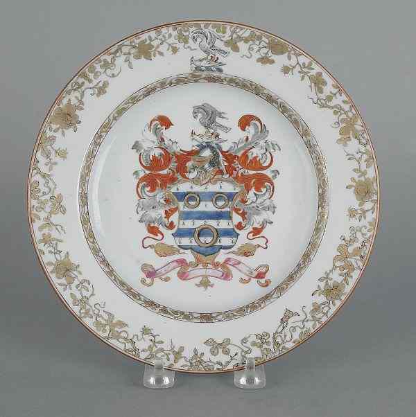 Appraisal: Chinese export porcelain armorial plate late th c depicting the