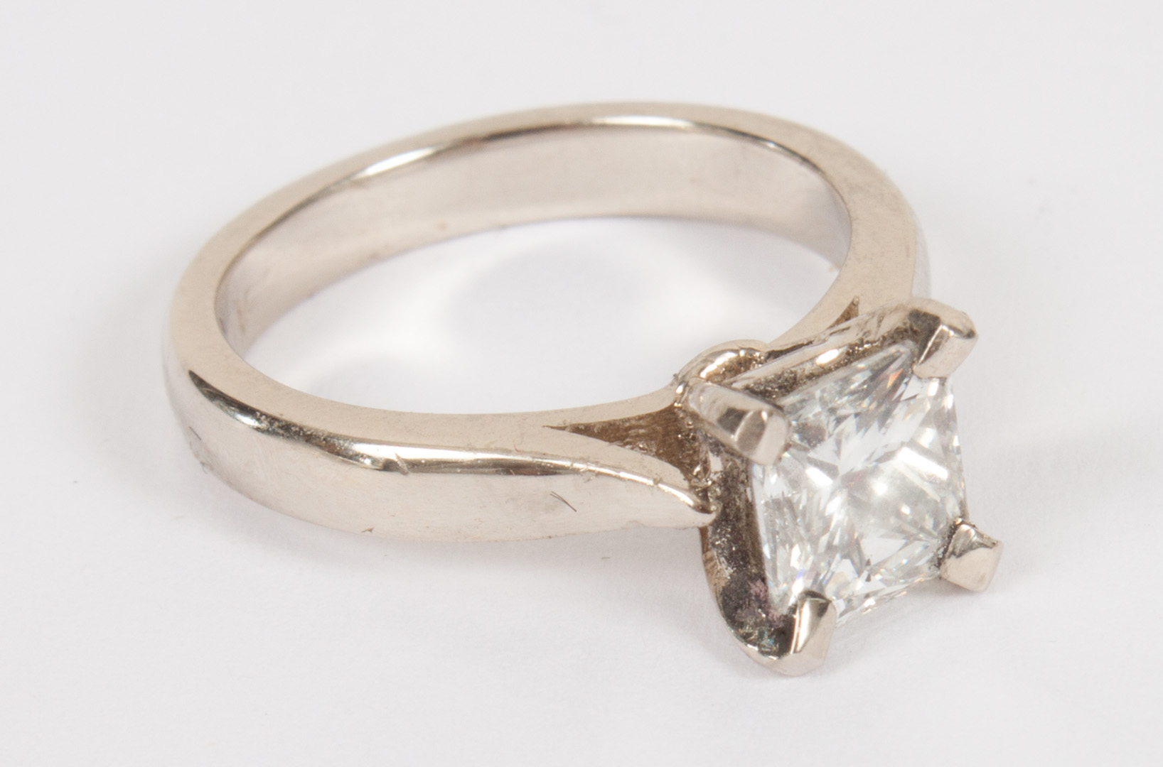 Appraisal: Diamond solitaire ring approximately cts square or princess cut diamond