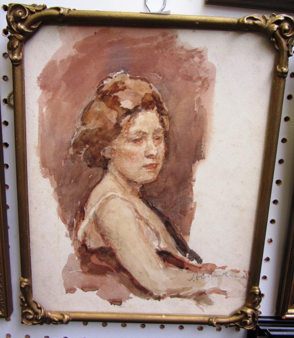 Appraisal: Albert Ernest Brockbank - Portrait study of a lady watercolour