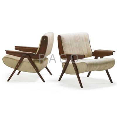 Appraisal: GIANFRANCO FRATTINI - CASSINA Pair of lounge chairs no Italy