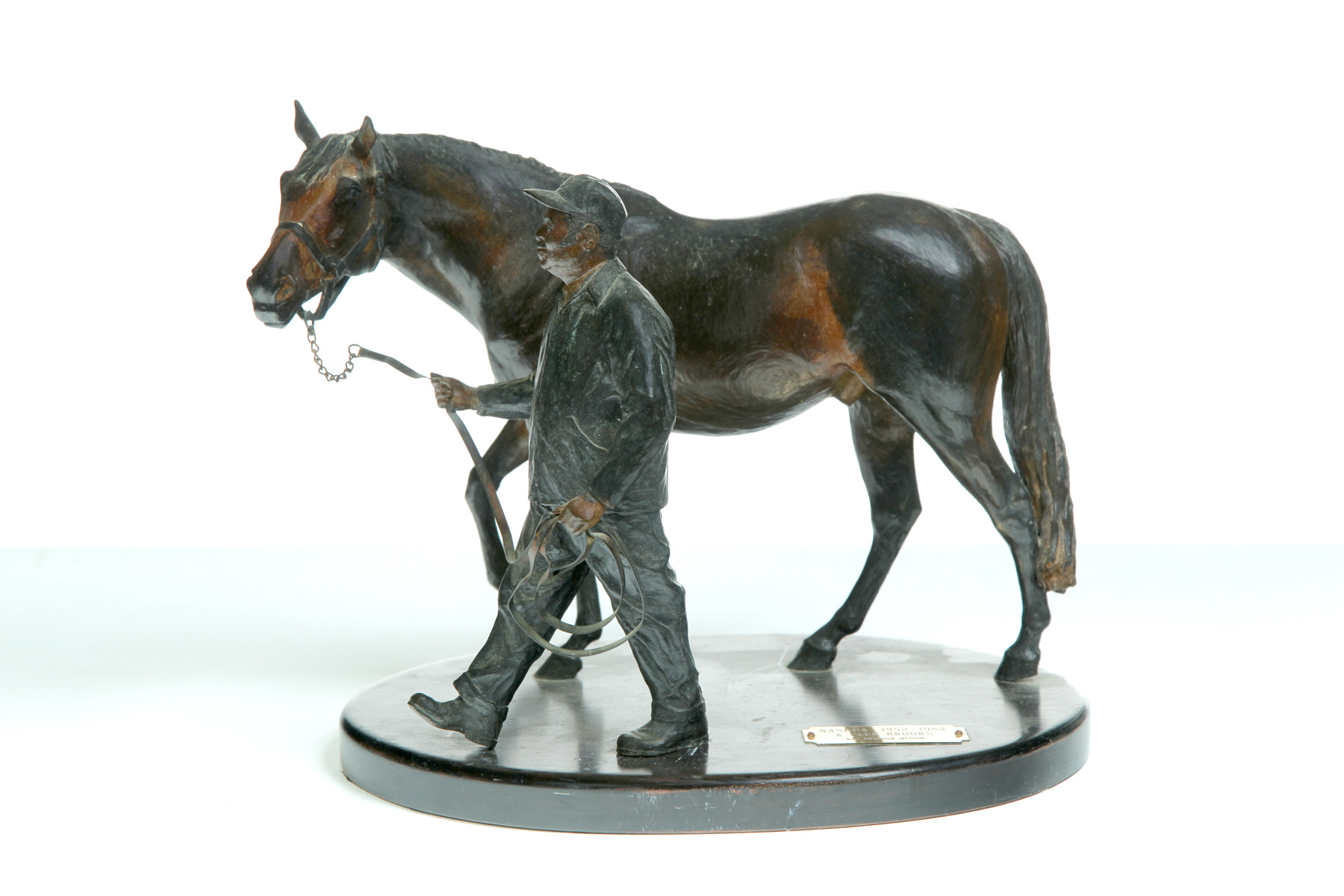 Appraisal: BRONZE SCULPTURE OF HORSE AND GROOM American th quarter- th