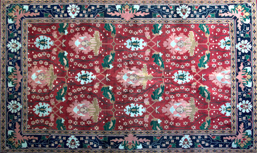 Appraisal: WILLIAM MORRIS-STYLE Wool rug with overall floral pattern on a