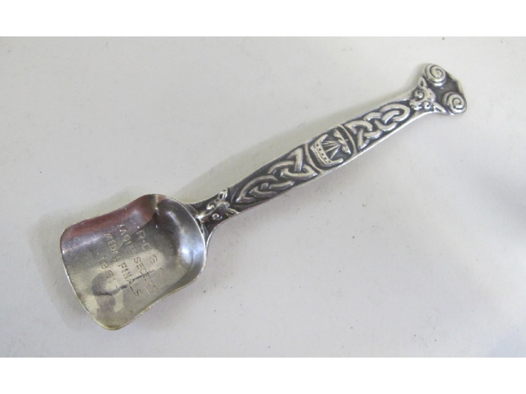 Appraisal: Iona silver spoon with Celtic decoration by Alexander Ritchie Birmingham