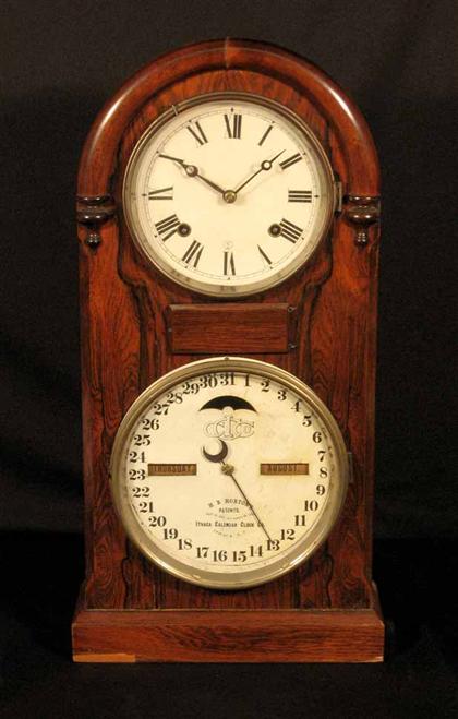 Appraisal: Rosewood round top calendar shelf clock ithaca clock co h