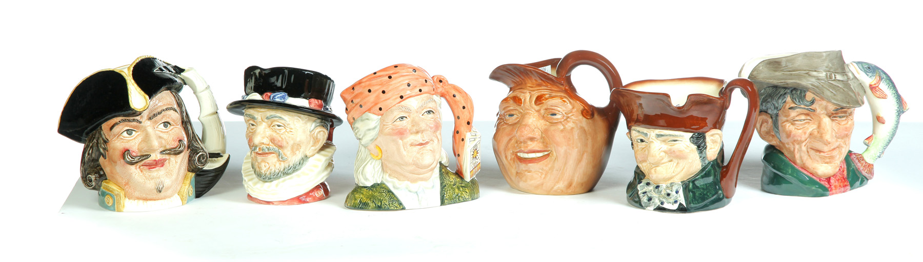 Appraisal: SIX ROYAL DAULTON CHARACTER JUGS England nd half- th century