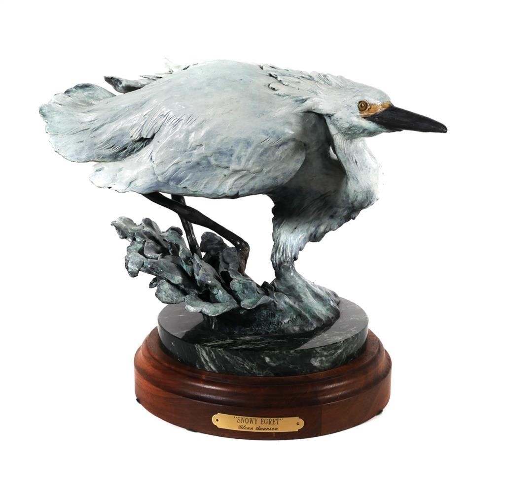 Appraisal: GLENN SWANSON BRONZE EGRET COLD PAINTEDGlenn Swanson American th cold