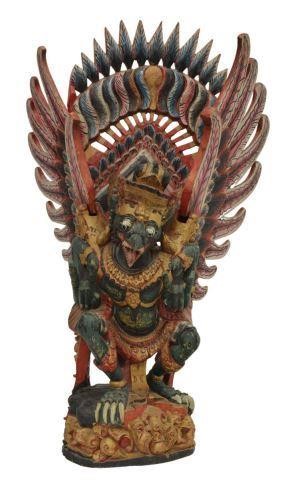 Appraisal: Large Balinese carved wood figure of Garuda parcel gilt and