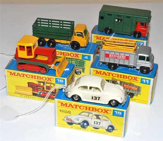 Appraisal: FIVE MATCHBOX - SERIES MODELS INCLUDING D DODGE STAKE TRUCK