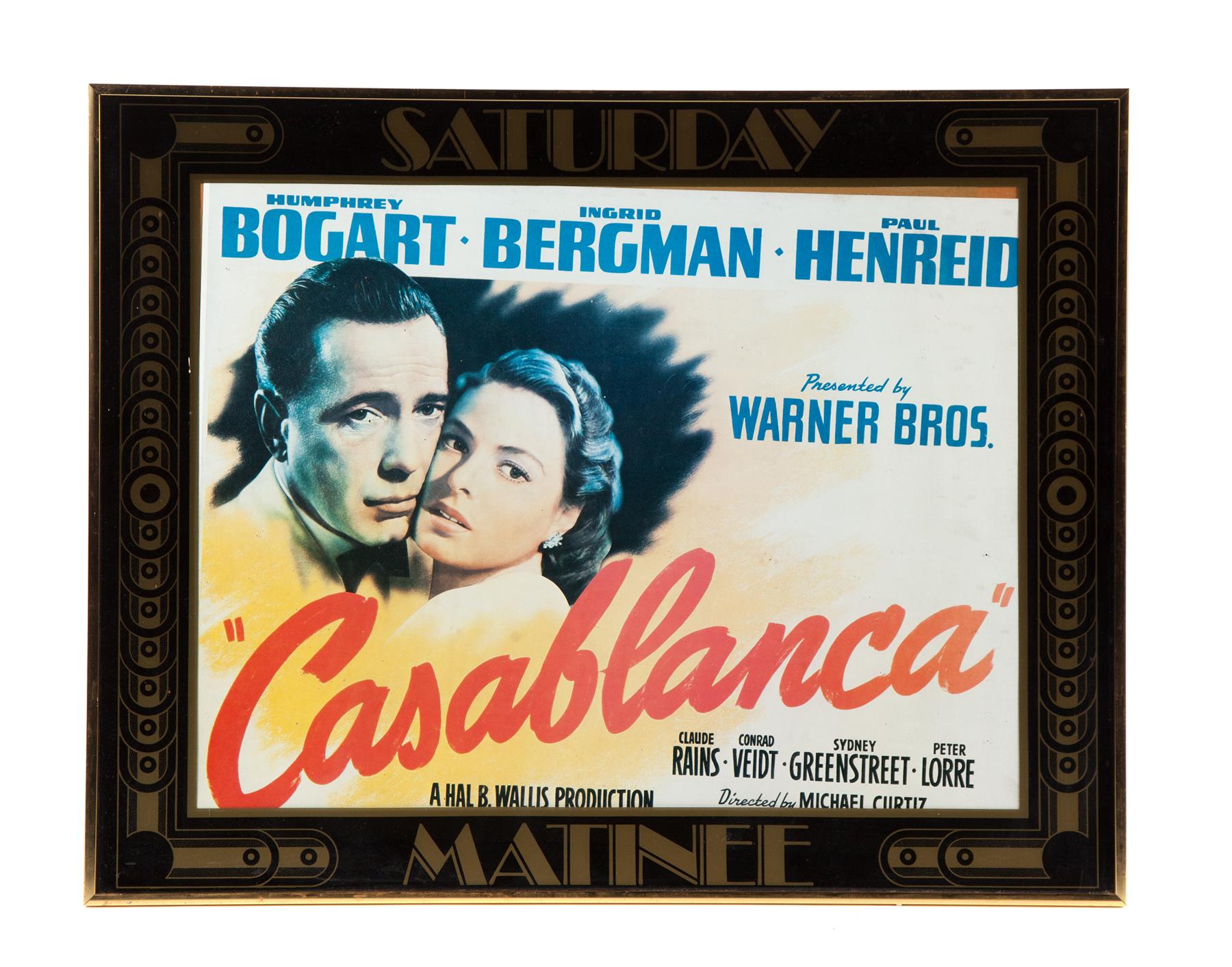 Appraisal: FRAMED CASABLANCA MOVIE POSTER American ca Starring Humphrey Bogart Ingrid