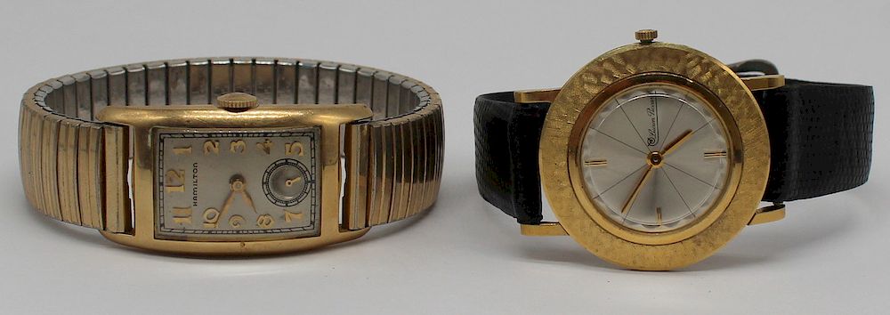 Appraisal: JEWELRY Gold Watches kt Lucien Piccard kt Gold Hamilton Includes