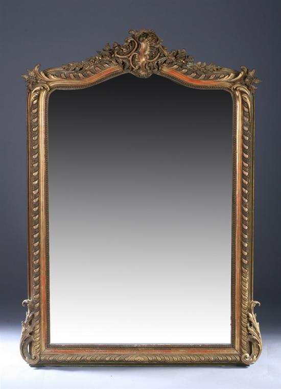 Appraisal: REGENCE STYLE GILT WOOD OVERMANTLE MIRROR th century Rocaille carved