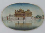 Appraisal: An oval plaque showing a view of the Palace on