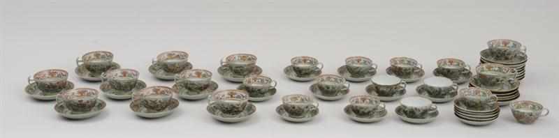 Appraisal: TWENTY-FOUR ASSORTED CANTON ENAMEL TEA CUPS AND THIRTY-EIGHT ASSEMBLED SAUCES