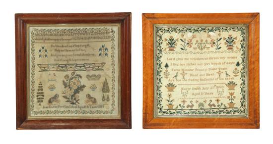 Appraisal: TWO SAMPLERS Probably English silk on wool One signed ''Mary