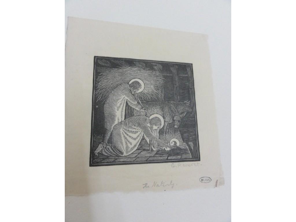 Appraisal: A black and white woodcut print by Gwen Raverat showing