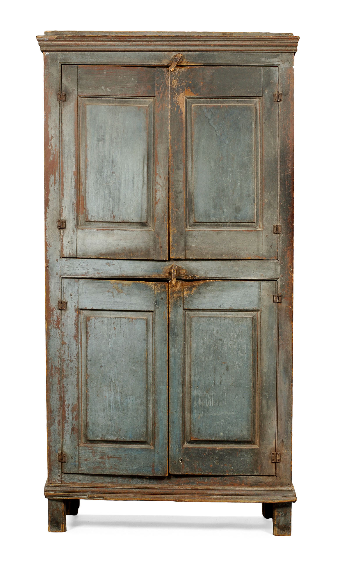 Appraisal: EARLY NEW ENGLAND PINE CUPBOARD IN SLATE BLUE PAINT The