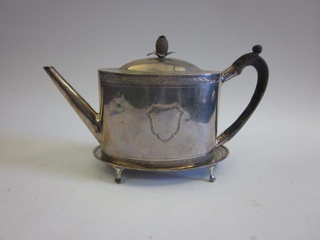 Appraisal: A George III silver tea pot and stand by Thomas