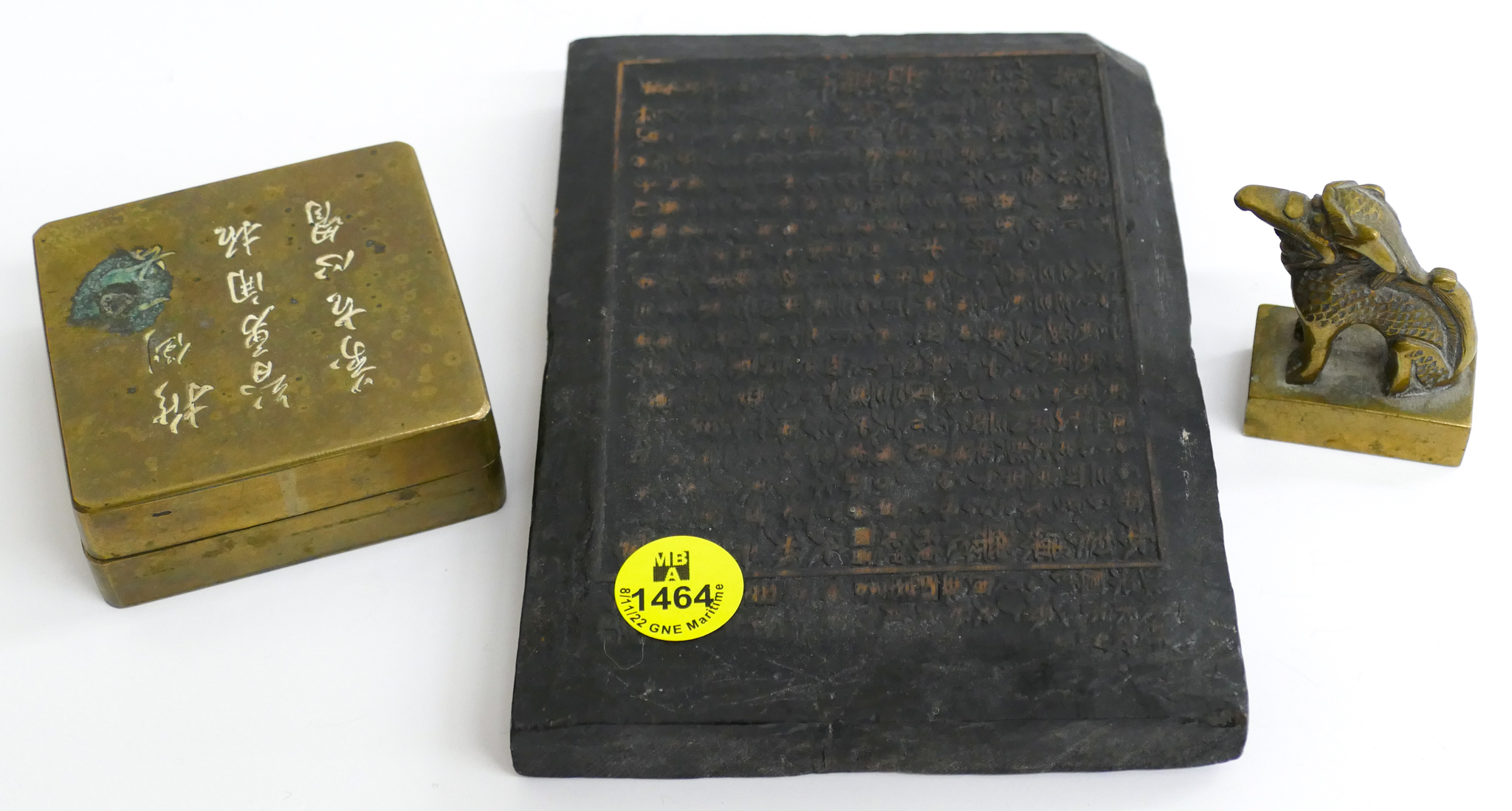 Appraisal: pc Old Chinese Printing Block Ink Box Seal ''- ''