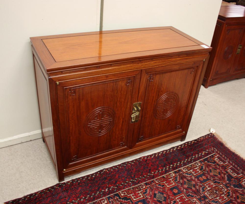 Appraisal: CHINESE ROSEWOOD STEREO CABINET with lift top double doors interior