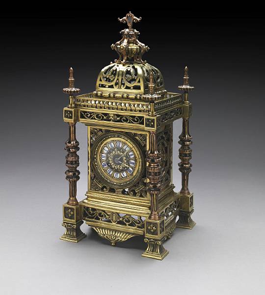 Appraisal: A French Renaissance Revival gilt brass mantel clock height in