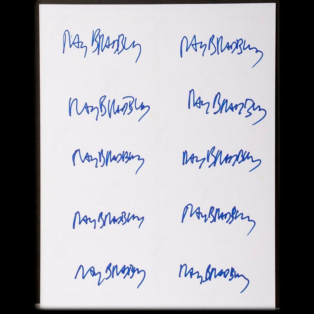 Appraisal: stickers autographed by Ray Bradbury Ray Bradbury did a private