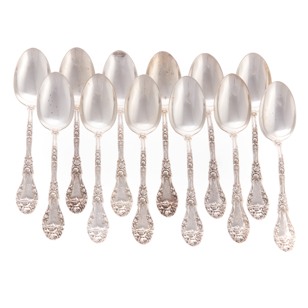 Appraisal: Durgin Marechal Niel sterling dessert spoons set of Wm B