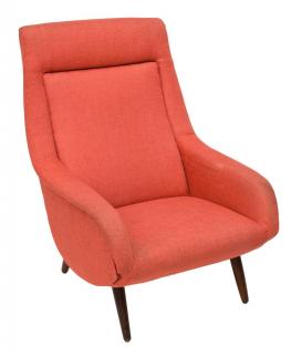 Appraisal: DANISH MID-CENTURY MODERN UPHOLSTERED ARMCHAIR Danish mid-century modern upholstered armchair