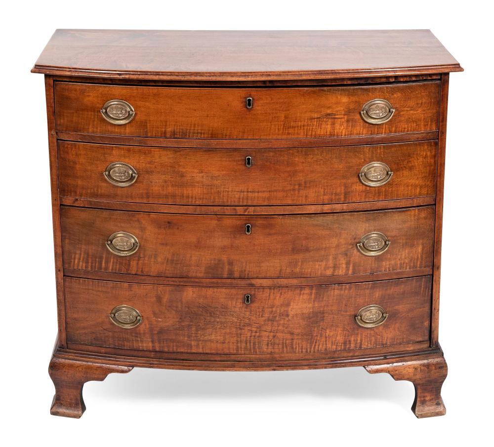 Appraisal: CHIPPENDALE BOWFRONT BUREAU MASSACHUSETTS CIRCA HEIGHT WIDTH DEPTH CHIPPENDALE BOWFRONT