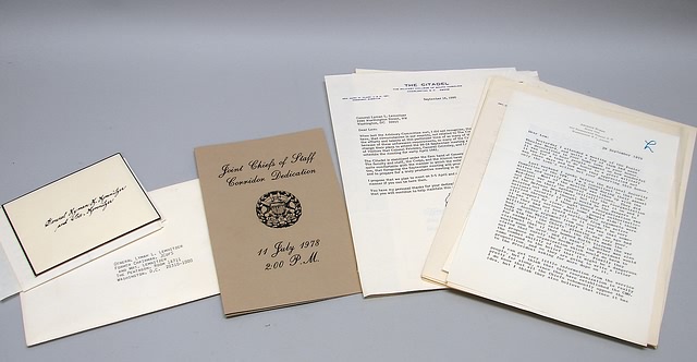 Appraisal: Grouping of correspondence to General Lemnitzer including autographed letter from