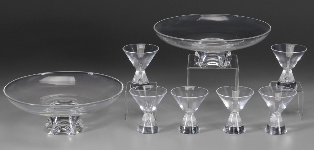 Appraisal: Eight Pieces Steuben Glass American th century six cocktails with