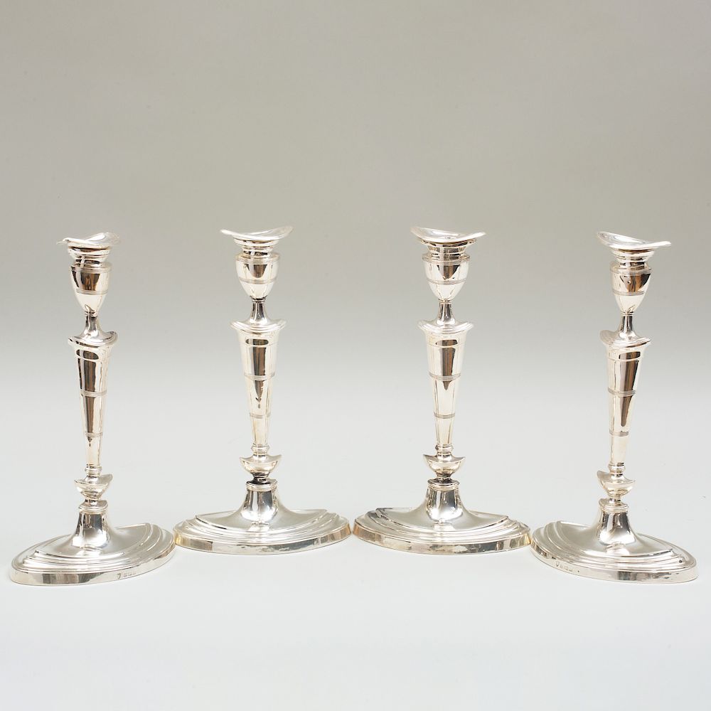 Appraisal: Set of Four George V Silver Candlesticks Set of Four